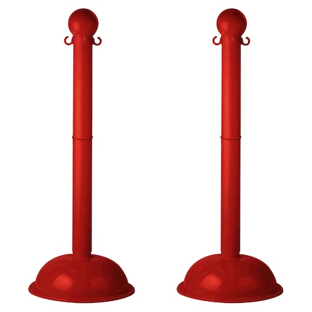 Mr. Chain Red HD Stowable Stanchion, 2PK 93605-2